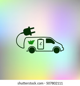 Flat paper cut style icon of an eco car. Vector illustration