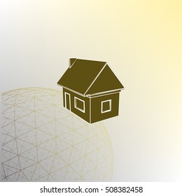 Flat paper cut style icon of house model vector illustration