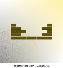 Flat paper cut style icon of brickwork fragment. Vector illustration