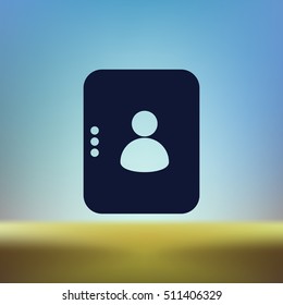 Flat paper cut style icon of an address book. Vector illustration
