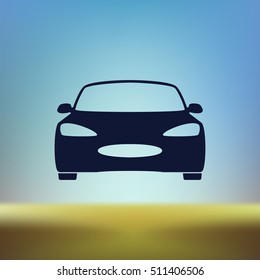 Flat paper cut style icon of a car. Vector illustration