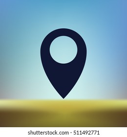 Flat paper cut style icon of map pointer vector illustration