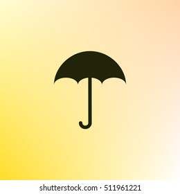 Flat paper cut style icon of umbrella. Vector illustration