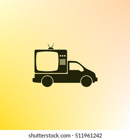 Flat paper cut style icon of vehicle. Delivery car symbol vector illustration