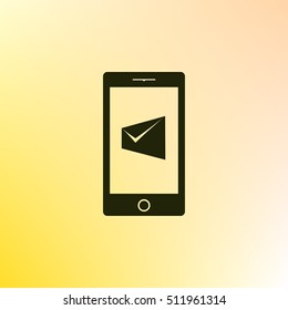 Flat paper cut style icon of Short Message. Vector illustration