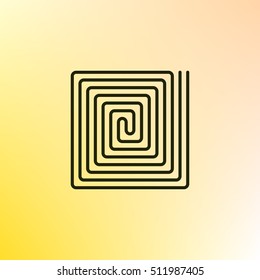Flat paper cut style icon of floor heating. Vector illustration