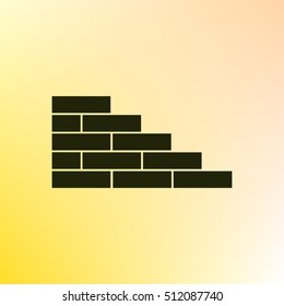 Flat paper cut style icon of brickwork fragment. Vector illustration