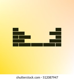 Flat paper cut style icon of brickwork fragment. Vector illustration