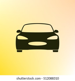 Flat paper cut style icon of a car. Vector illustration