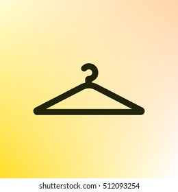 Flat paper cut style icon of hanger. Vector illustration