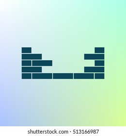 Flat paper cut style icon of brickwork fragment. Vector illustration