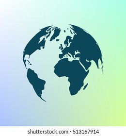 Flat paper cut style icon of globe. Vector illustration