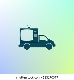 Flat paper cut style icon of vehicle. Delivery car symbol vector illustration