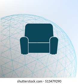 Flat paper cut style icon of furniture. Vector illustration