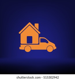 Flat paper cut style icon of vehicle. Delivery car symbol vector illustration