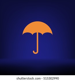 Flat paper cut style icon of umbrella. Vector illustration
