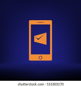 Flat paper cut style icon of Short Message. Vector illustration