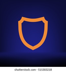 Flat paper cut style icon of a shield. Vector illustration