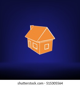 Flat paper cut style icon of house model vector illustration