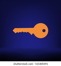 Flat paper cut style icon of an old key. Vector illustration