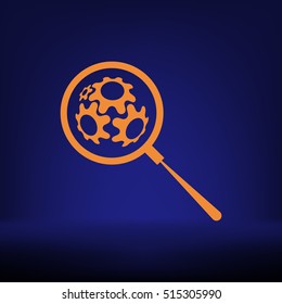 Flat paper cut style icon of magnifier. Vector illustration