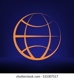 Flat paper cut style icon of globe. Vector illustration