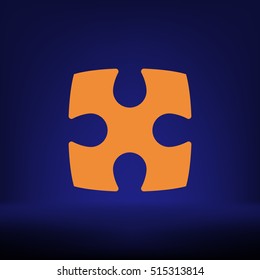 Flat paper cut style icon of puzzle part