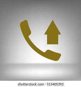 Flat paper cut style icon of out-coming call. Vector illustration