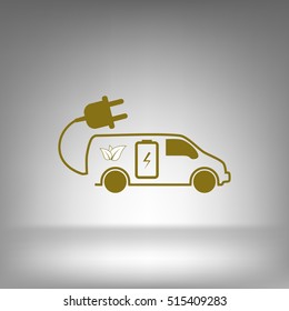 Flat paper cut style icon of an eco car. Vector illustration
