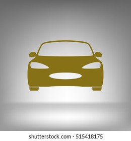 Flat paper cut style icon of a car. Vector illustration