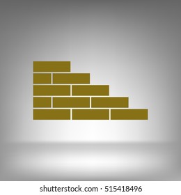 Flat paper cut style icon of brickwork fragment. Vector illustration