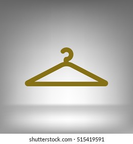 Flat paper cut style icon of hanger. Vector illustration