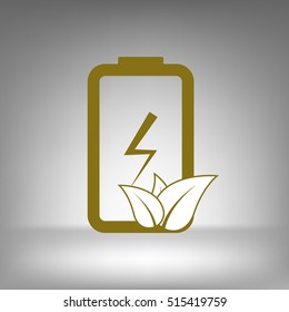 Flat paper cut style icon of eco friendly battery. Vector illustration