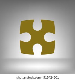 Flat paper cut style icon of puzzle part