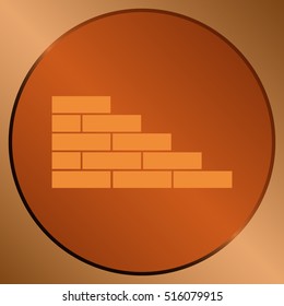 Flat paper cut style icon of brickwork fragment. Vector illustration