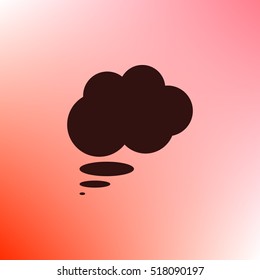 Flat paper cut style icon of thought cloud. Vector illustration