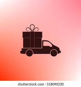 Flat paper cut style icon of vehicle. Delivery car symbol vector illustration