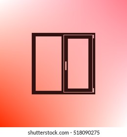 Flat paper cut style icon of modern window. Vector illustration