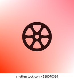 Flat paper cut style icon of old tape spool. Vector illustration