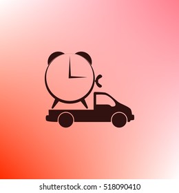 Flat paper cut style icon of vehicle. Delivery car symbol vector illustration