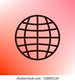 Flat paper cut style icon of globe. Vector illustration