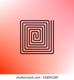 Flat paper cut style icon of floor heating. Vector illustration