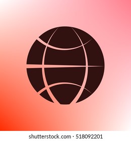 Flat paper cut style icon of globe. Vector illustration