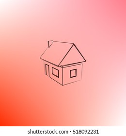 Flat paper cut style icon of house model vector illustration