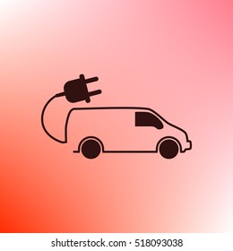 Flat paper cut style icon of an eco car. Vector illustration