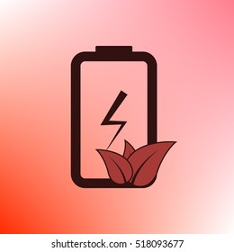 Flat paper cut style icon of eco friendly battery. Vector illustration