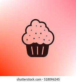 Flat paper cut style icon of cake. Vector illustration