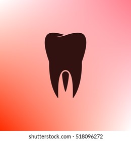 Flat paper cut style icon of tooth. Dentistry symbol icon vector illustration