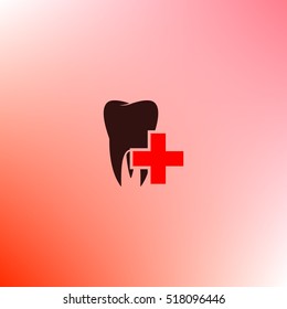 Flat paper cut style icon of tooth. Dentistry symbol icon vector illustration