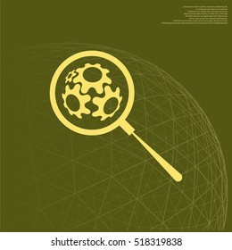 Flat paper cut style icon of magnifier. Vector illustration